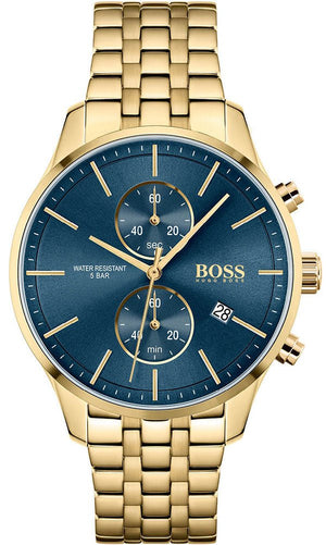 Buy Shop Hugo Boss Associate Blue Dial Gold Steel Strap Watch for Men - 1513841 USA Online
