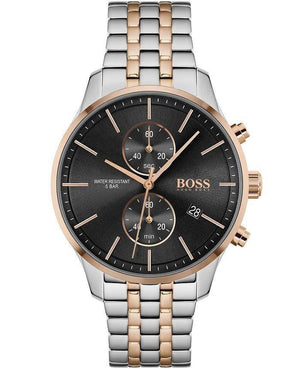 Buy Shop Hugo Boss Associate Chronograph Black Dial Two Tone Steel Strap Watch for Men - 1513840 USA Online