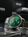 Buy Shop Hugo Boss Associate Green Dial Silver Steel Strap Watch for Men - 1513975 USA Online