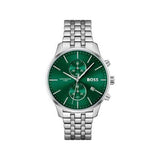 Buy Shop Hugo Boss Associate Green Dial Silver Steel Strap Watch for Men - 1513975 USA Online