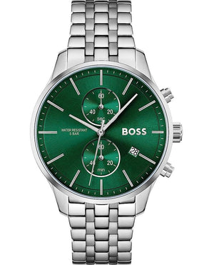 Buy Shop Hugo Boss Associate Green Dial Silver Steel Strap Watch for Men - 1513975 USA Online