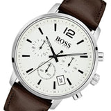 Buy Shop Hugo Boss Attitude White Dial Brown Leather Strap Watch for Men - 1513609 USA Online