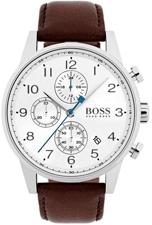 Buy Shop Hugo Boss Attitude White Dial Brown Leather Strap Watch for Men - 1513609 USA Online