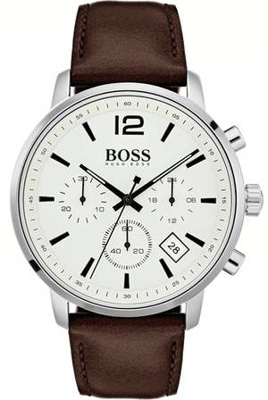 Buy Shop Hugo Boss Attitude White Dial Brown Leather Strap Watch for Men - 1513609 USA Online