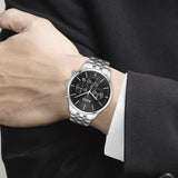 Buy Shop Hugo Boss Avery Chronograph Black Dial Silver Steel Strap Watch for Men - 1514157 USA Online