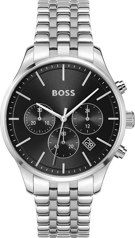 Buy Shop Hugo Boss Avery Chronograph Black Dial Silver Steel Strap Watch for Men - 1514157 USA Online