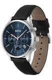 Buy Shop Hugo Boss Avery Chronograph Blue Dial Black Leather Strap Watch for Men - 1514156 USA Online
