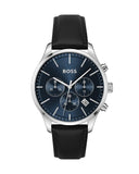 Buy Shop Hugo Boss Avery Chronograph Blue Dial Black Leather Strap Watch for Men - 1514156 USA Online