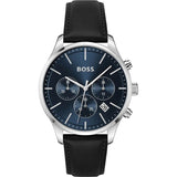 Buy Shop Hugo Boss Avery Chronograph Blue Dial Black Leather Strap Watch for Men - 1514156 USA Online