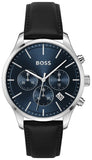 Buy Shop Hugo Boss Avery Chronograph Blue Dial Black Leather Strap Watch for Men - 1514156 USA Online