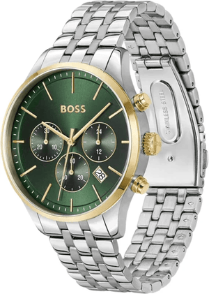 Buy Shop Hugo Boss Avery Chronograph Green Dial Silver Steel Strap Watch for Men - 1514159 USA Online