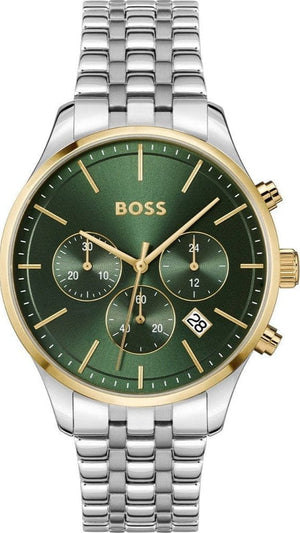 Buy Shop Hugo Boss Avery Chronograph Green Dial Silver Steel Strap Watch for Men - 1514159 USA Online