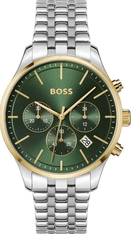 Buy Shop Hugo Boss Avery Chronograph Green Dial Silver Steel Strap Watch for Men - 1514159 USA Online