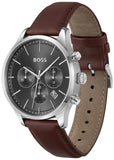 Buy Shop Hugo Boss Avery Chronograph Grey Dial Brown Leather Strap Watch for Men - 1514155 USA Online