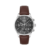 Buy Shop Hugo Boss Avery Chronograph Grey Dial Brown Leather Strap Watch for Men - 1514155 USA Online
