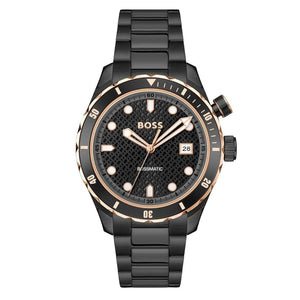 Buy Shop Hugo Boss Bossmatic Automatic Black Dial Black Steel Strap Watch for Men - 1514215 USA Online