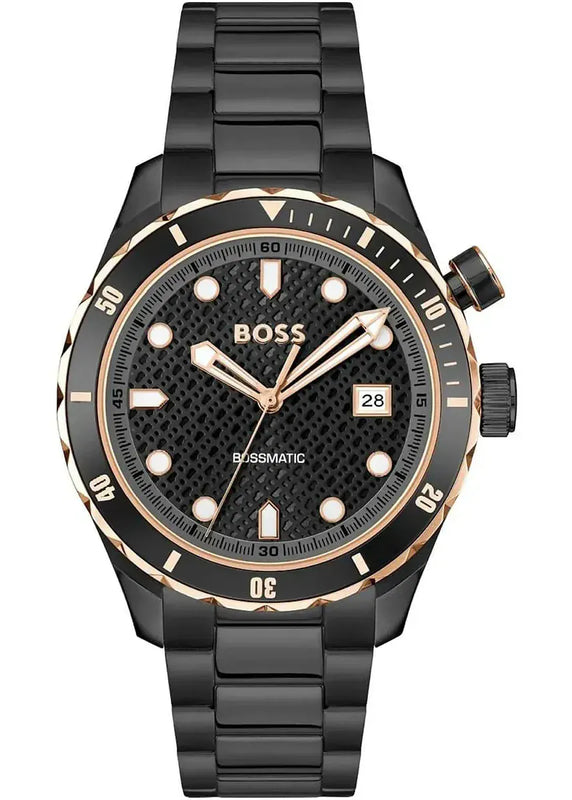 Buy Shop Hugo Boss Bossmatic Automatic Black Dial Black Steel Strap Watch for Men - 1514215 USA Online