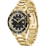 Buy Shop Hugo Boss Bossmatic Automatic Black Dial Gold Steel Strap Watch for Men - 1514180 USA Online