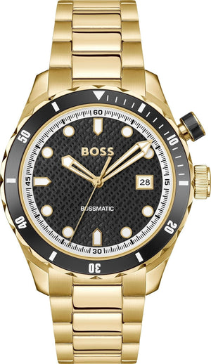 Buy Shop Hugo Boss Bossmatic Automatic Black Dial Gold Steel Strap Watch for Men - 1514180 USA Online