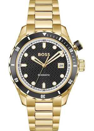 Buy Shop Hugo Boss Bossmatic Automatic Black Dial Gold Steel Strap Watch for Men - 1514180 USA Online