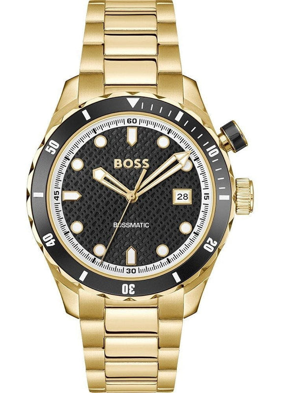 Buy Shop Hugo Boss Bossmatic Automatic Black Dial Gold Steel Strap Watch for Men - 1514180 USA Online