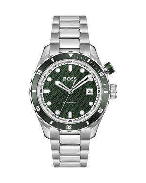 Buy Shop Hugo Boss Bossmatic Automatic Green Dial Silver Steel Strap Watch for Men - 1514178 USA Online