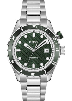 Buy Shop Hugo Boss Bossmatic Automatic Green Dial Silver Steel Strap Watch for Men - 1514178 USA Online