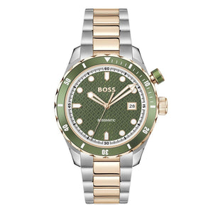 Buy Shop Hugo Boss Bossmatic Automatic Green Dial Two Tone Steel Strap Watch for Men - 1514181 USA Online