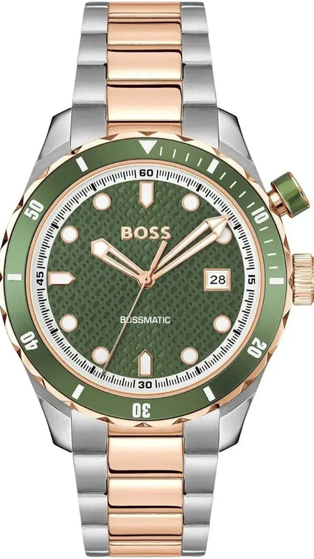 Buy Shop Hugo Boss Bossmatic Automatic Green Dial Two Tone Steel Strap Watch for Men - 1514181 USA Online