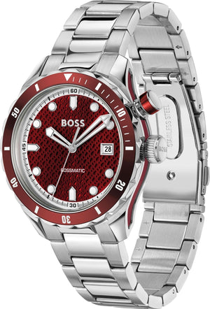 Buy Shop Hugo Boss Bossmatic Automatic Red Dial Silver Steel Strap Watch for Men - 1514179 USA Online