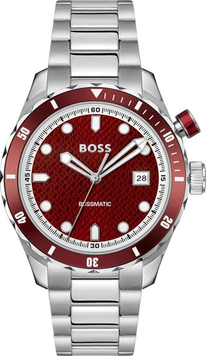 Buy Shop Hugo Boss Bossmatic Automatic Red Dial Silver Steel Strap Watch for Men - 1514179 USA Online
