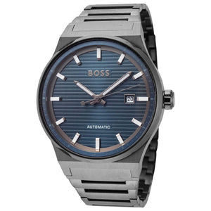 Buy Shop Hugo Boss Candor Automatic Blue Dial Grey Steel Strap Watch for Men - 1514119 USA Online