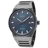 Buy Shop Hugo Boss Candor Automatic Blue Dial Grey Steel Strap Watch for Men - 1514119 USA Online