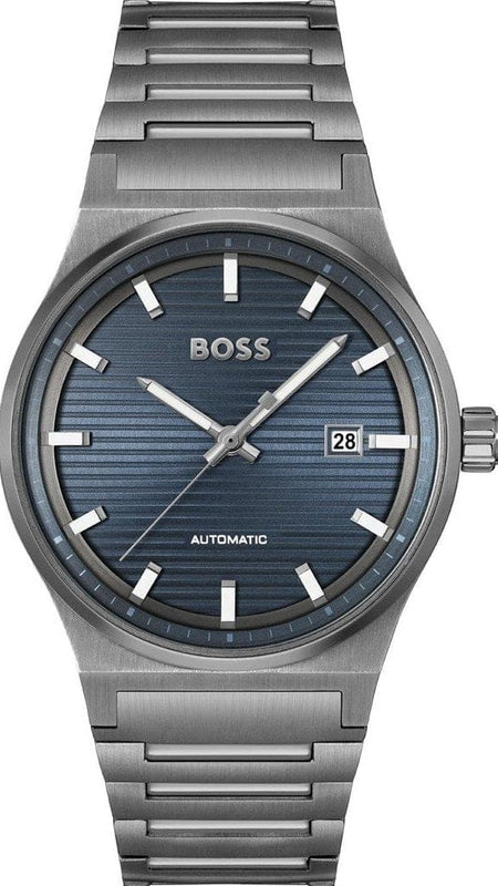 Buy Shop Hugo Boss Candor Automatic Blue Dial Grey Steel Strap Watch for Men - 1514119 USA Online