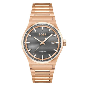 Buy Shop Hugo Boss Candor Automatic Grey Dial Rose Gold Steel Strap Watch for Men - 1514185 USA Online