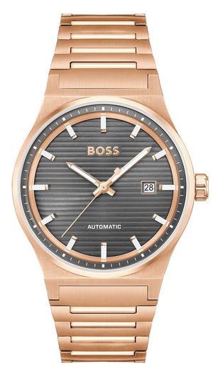 Buy Shop Hugo Boss Candor Automatic Grey Dial Rose Gold Steel Strap Watch for Men - 1514185 USA Online