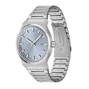 Buy Shop Hugo Boss Candor Automatic Ice Blue Dial Silver Steel Strap Watch for Men - 1514118 USA Online