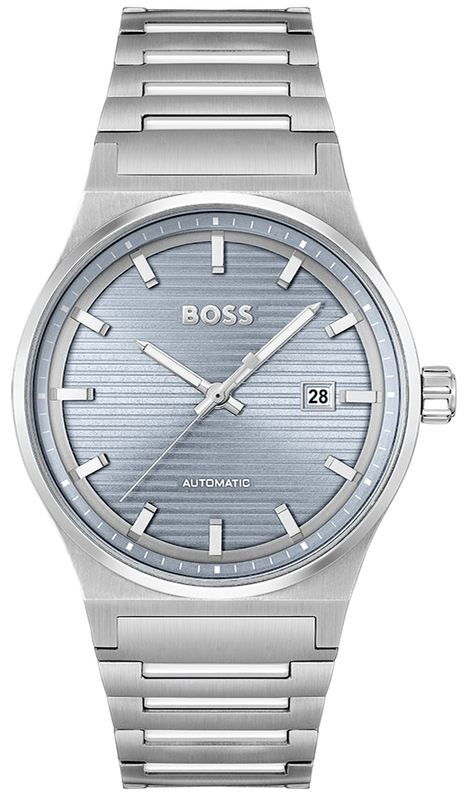 Buy Shop Hugo Boss Candor Automatic Ice Blue Dial Silver Steel Strap Watch for Men - 1514118 USA Online