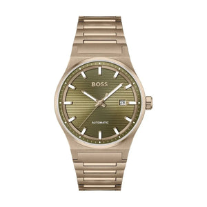 Buy Shop Hugo Boss Candor Automatic Olive Green Dial Brown Steel Strap Watch for Men - 1514184 USA Online
