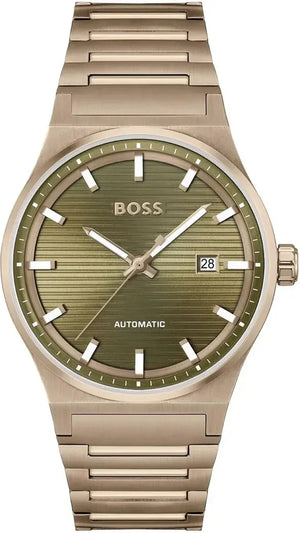 Buy Shop Hugo Boss Candor Automatic Olive Green Dial Brown Steel Strap Watch for Men - 1514184 USA Online