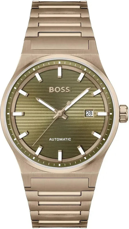 Buy Shop Hugo Boss Candor Automatic Olive Green Dial Brown Steel Strap Watch for Men - 1514184 USA Online