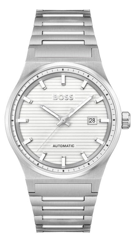 Buy Shop Hugo Boss Candor Automatic White Dial Silver Steel Strap Watch for Men - 1514186 USA Online