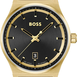 Buy Shop Hugo Boss Candor Black Dial Gold Steel Strap Watch for Men - 1514077 USA Online