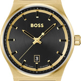 Buy Shop Hugo Boss Candor Black Dial Gold Steel Strap Watch for Men - 1514077 USA Online
