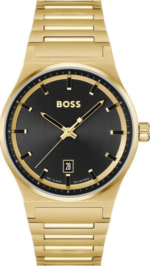 Buy Shop Hugo Boss Candor Black Dial Gold Steel Strap Watch for Men - 1514077 USA Online