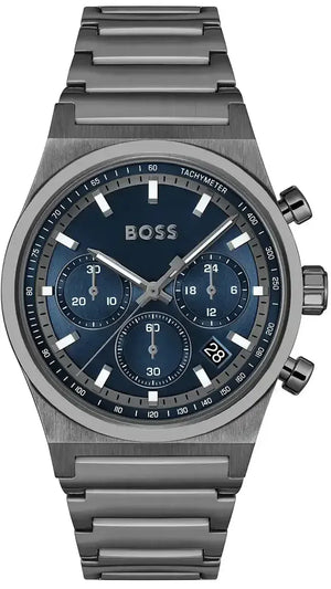 Buy Shop Hugo Boss Candor Chronograph Blue Dial Grey Steel Strap Watch for Men - 1514223 USA Online