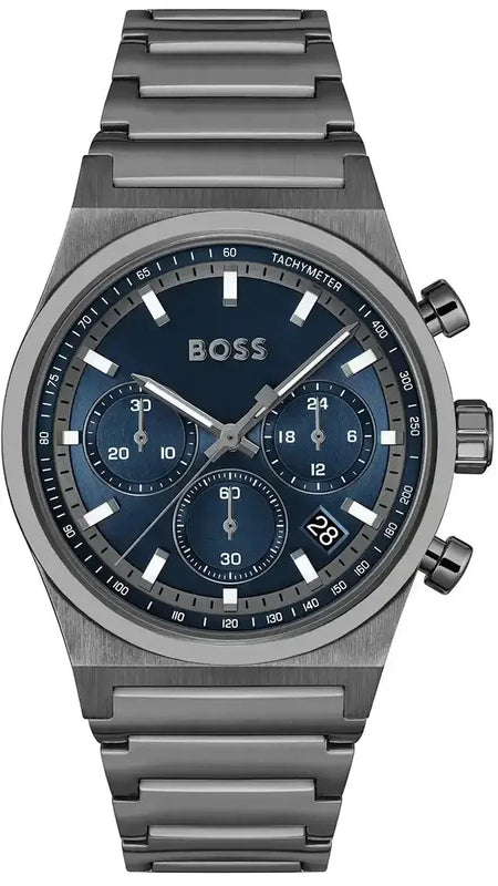 Buy Shop Hugo Boss Candor Chronograph Blue Dial Grey Steel Strap Watch for Men - 1514223 USA Online