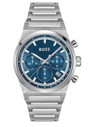 Buy Shop Hugo Boss Candor Chronograph Blue Dial Silver Steel Strap Watch for Men - 1514250 USA Online