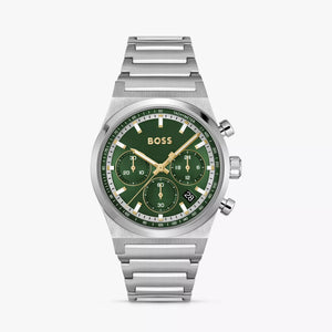 Buy Shop Hugo Boss Candor Chronograph Green Dial Silver Steel Strap Watch for Men - 1514220 USA Online