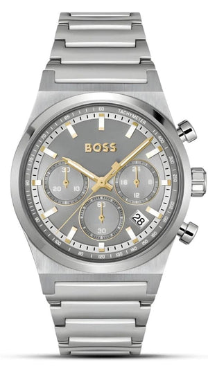 Buy Shop Hugo Boss Candor Chronograph Silver Dial Silver Steel Strap Watch for Men - 1514221 USA Online